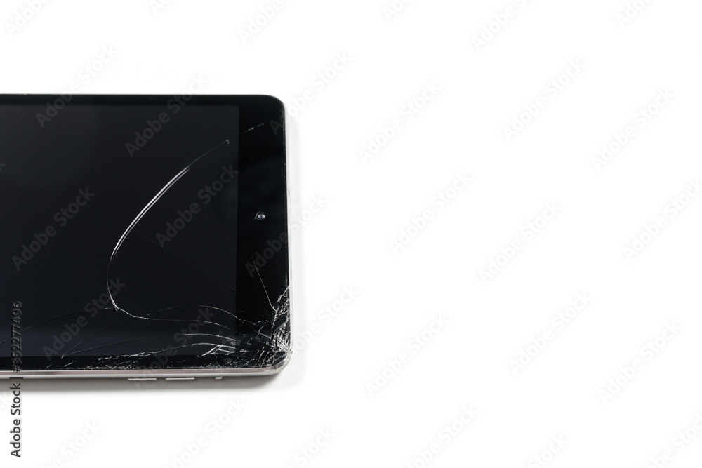 Close-up shoot of tablet with broken touch screen. Close-up shoot of tablet with broken touch screen.