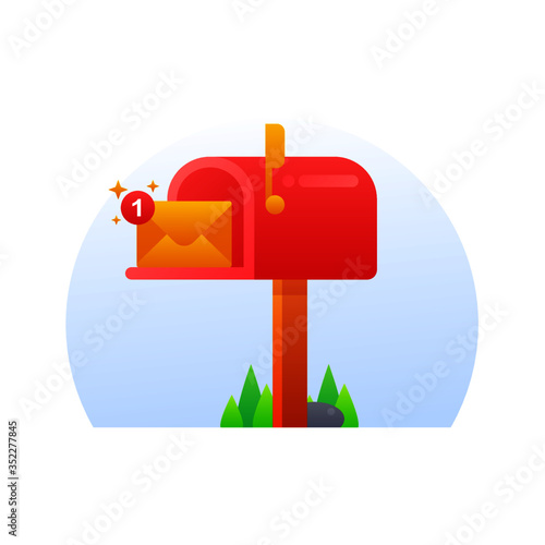 Mail Box Cute Gradient Style Vector Illustration