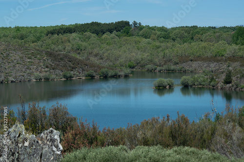 landscape of a swamp with mountains in the background