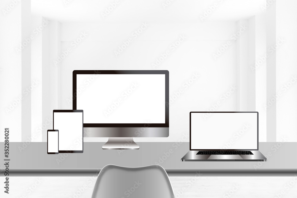 Technology devices with white screen Technology devices with white screen