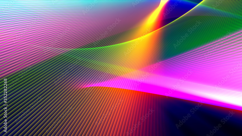colorful lines of abstract background, 3D rendering