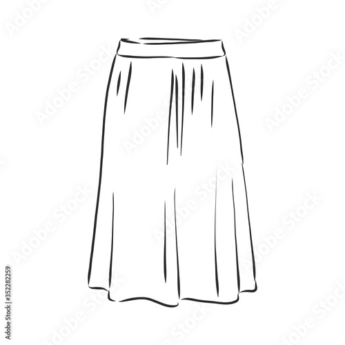 Vector illustration of skirts. Women's clothes, skirt, vector sketch illustration