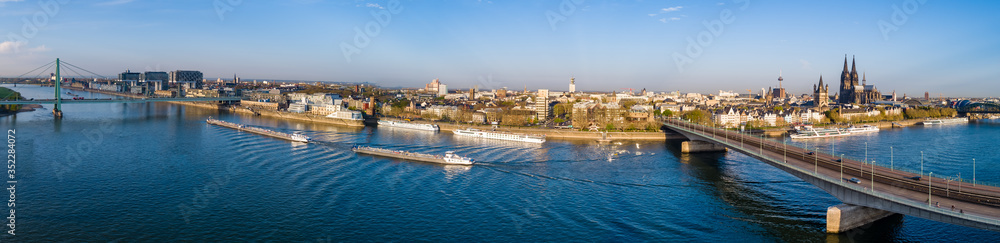 Aerial View Cologne  Köln Rhein Panorama Wide