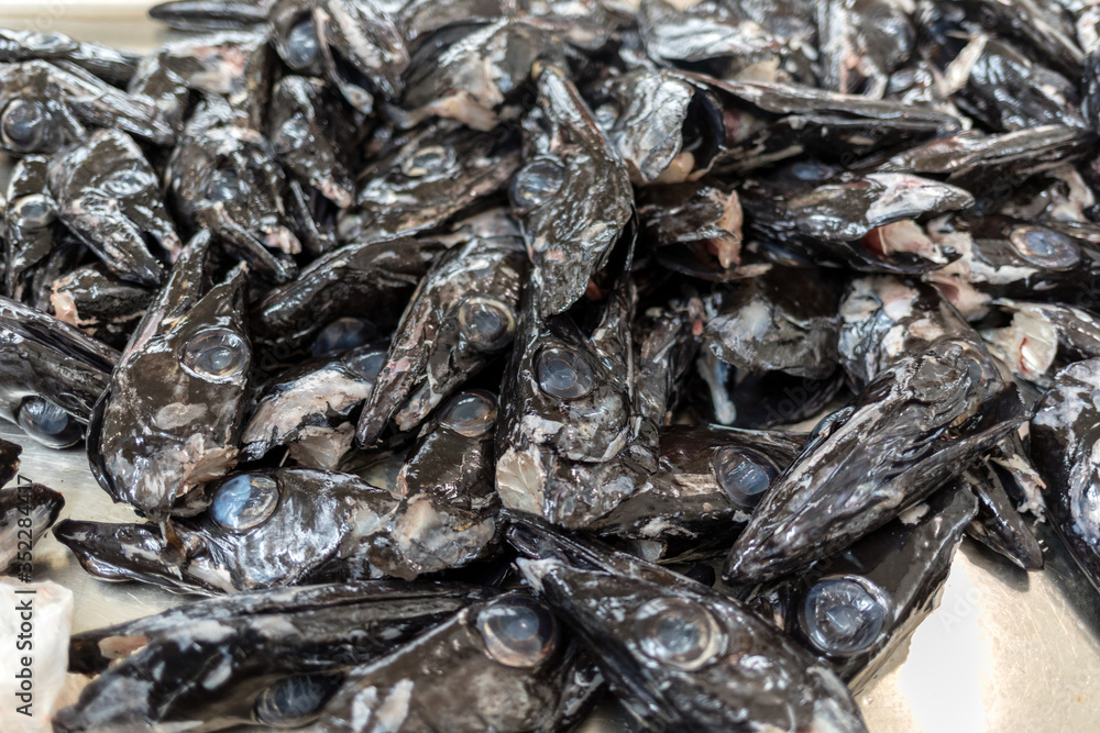Fish on market, black scabbard (espada) in fish market Fish on market, black scabbard (espada) in fish market