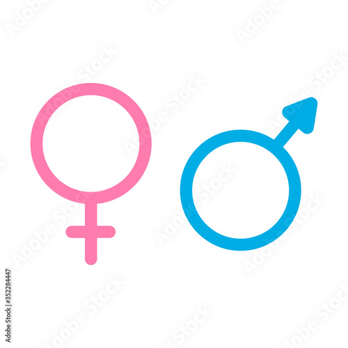 Male and female symbols icon isolated on white background. Vector illustration.