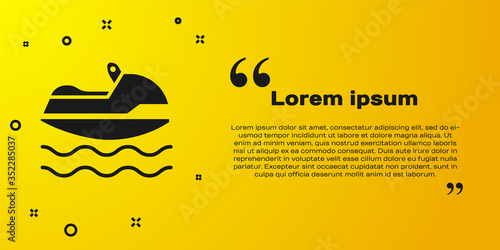 Black Jet ski icon isolated on yellow background. Water scooter. Extreme sport. Vector
