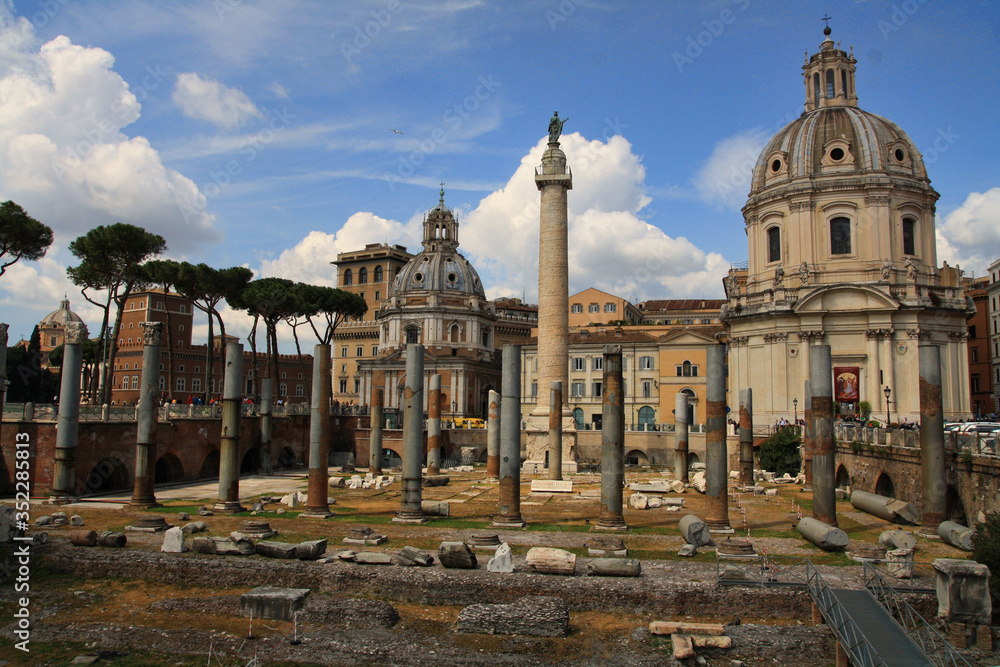 The view of Roman forum in Italy. The view of ancient rome