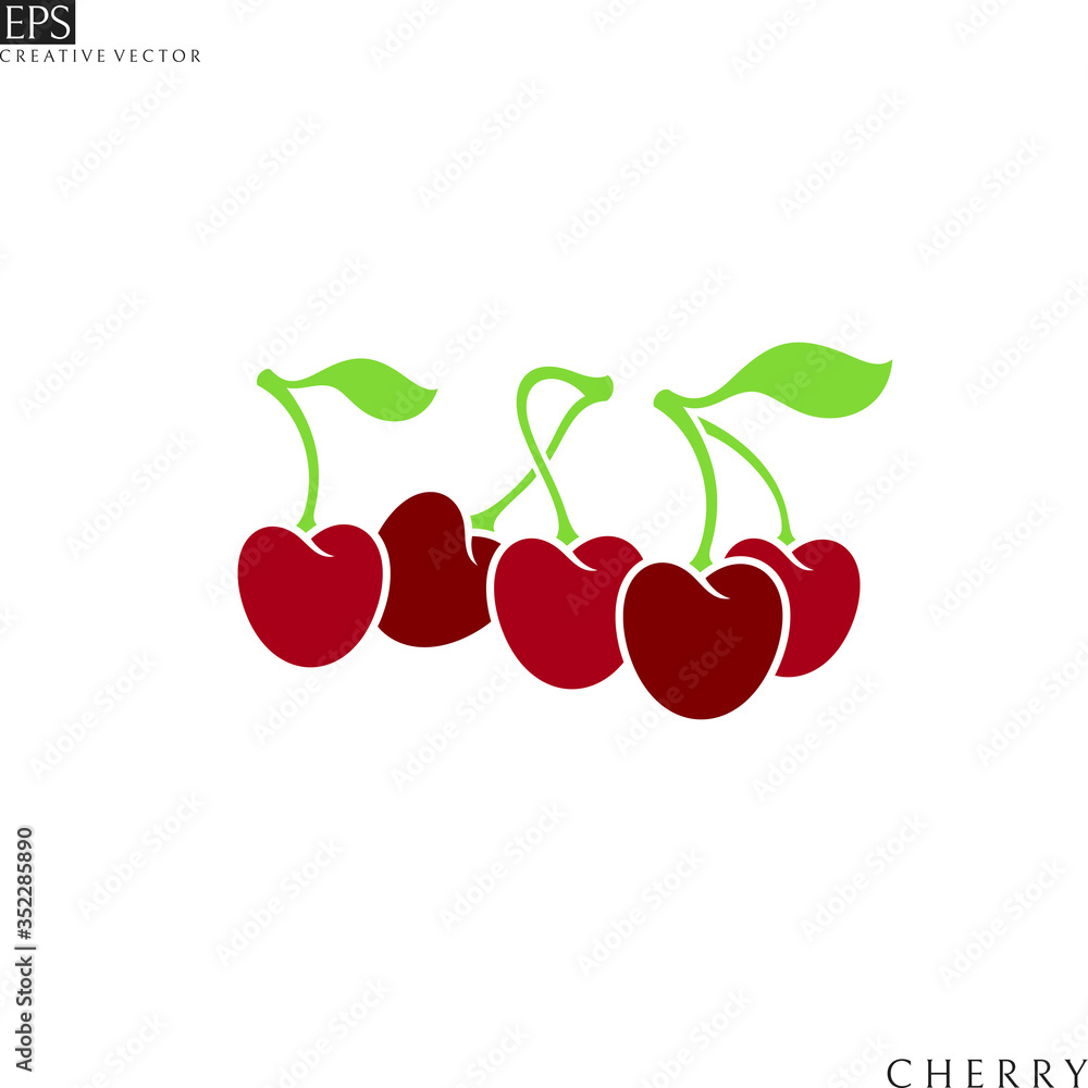 Obraz premium Fresh cherries with leaves. Isolated berries