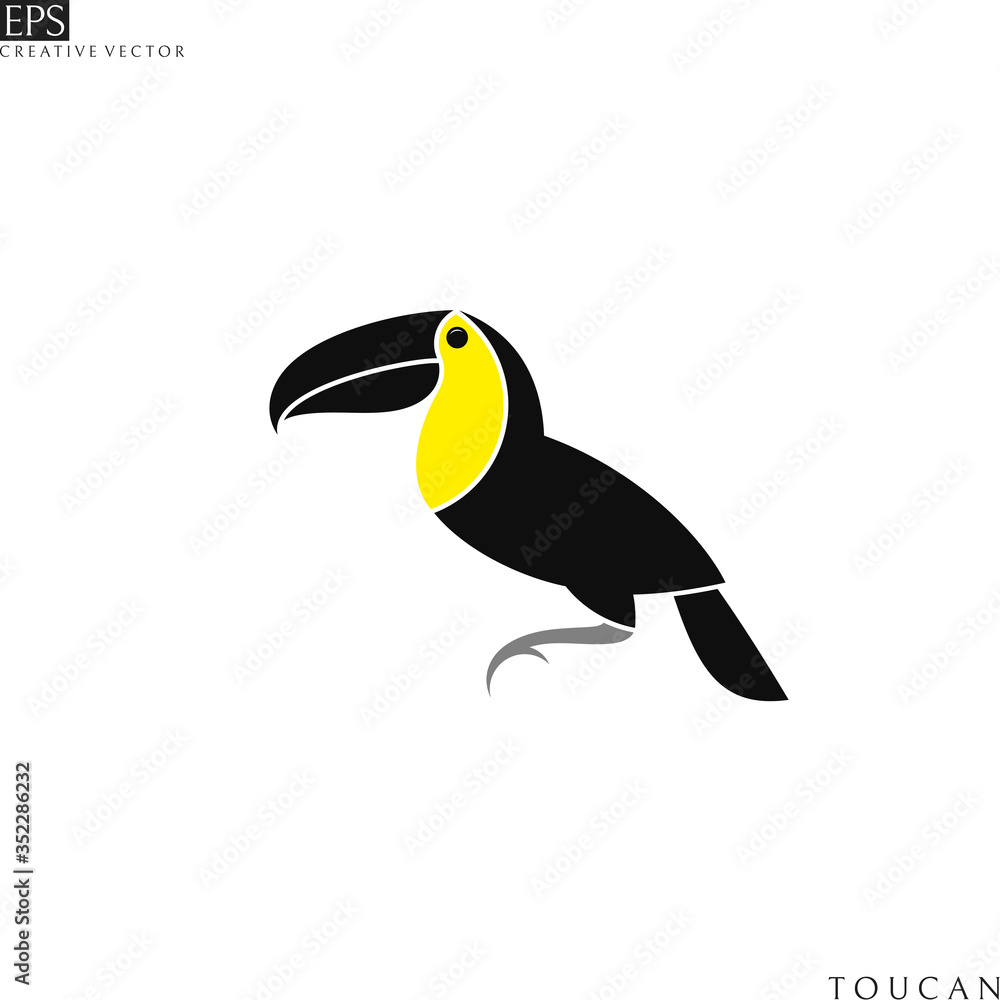 Fototapeta premium Toucan. Tropical bird vector. Isolated toucan on white background