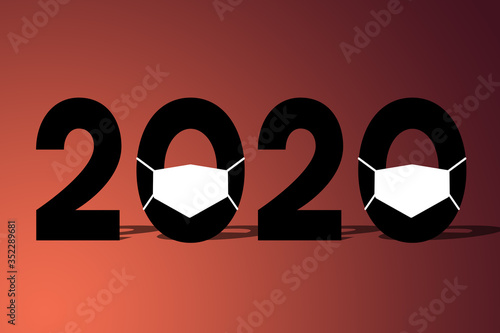 2020 with medical masks. Ma...