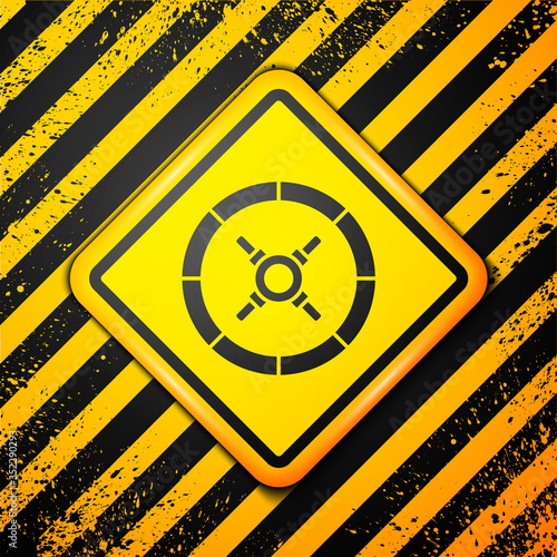 Black Safe icon isolated on yellow background. The door safe a bank vault with a combination lock. Reliable Data Protection. Warning sign. Vector