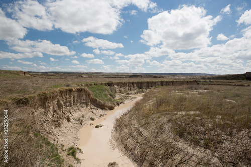 Landscape view of Badlands National Park near Sage Creek  South Dakota .