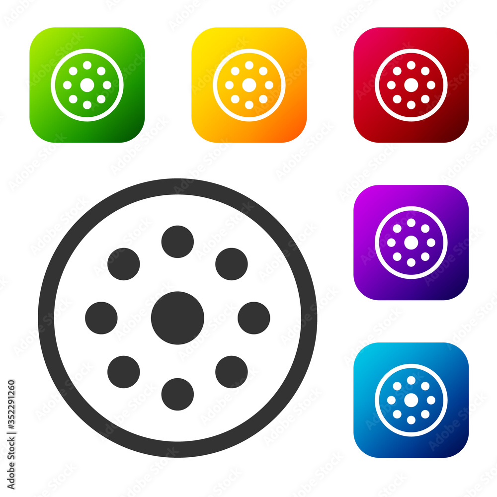 Black Sewing button for clothes icon isolated on white background. Clothing button. Set icons in color square buttons. Vector Black Sewing button for clothes icon isolated on white background. Clothing button. Set icons in color square buttons. Vector