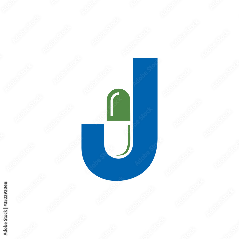 Letter J Pill or Capsule Logo Design. Initial Geometric Medicine Vector Graphic. Letter J Pill or Capsule Logo Design. Initial Geometric Medicine Vector Graphic.