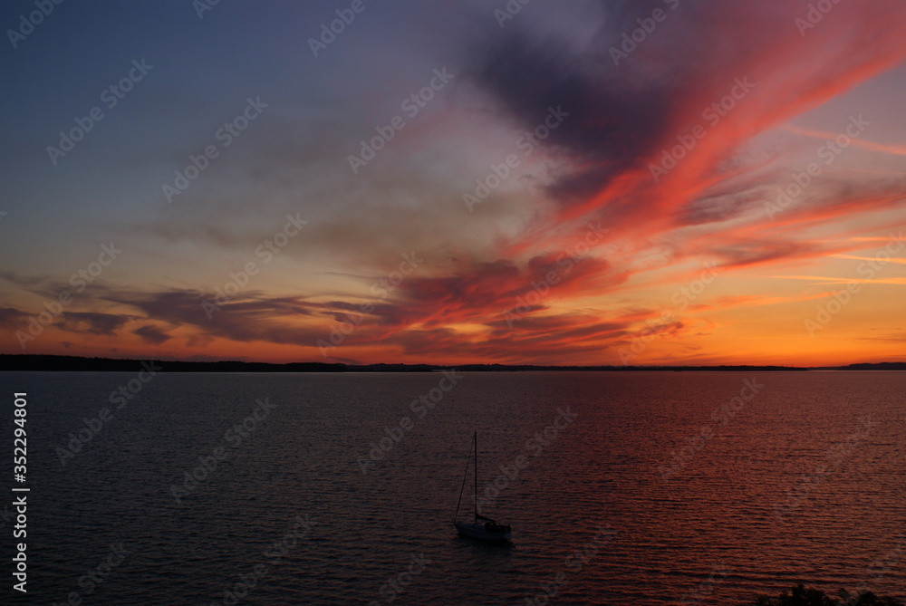 Sunset with boat Sunset with boat
