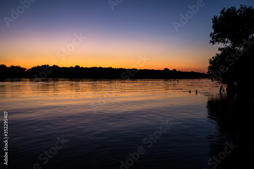 Sunset, dusk in Danube Delta
