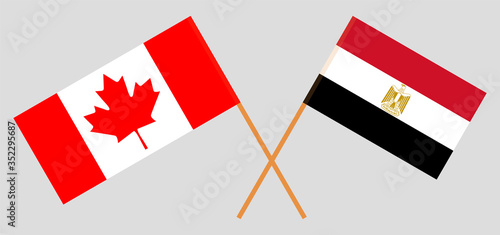 Crossed flags of Egypt and Canada