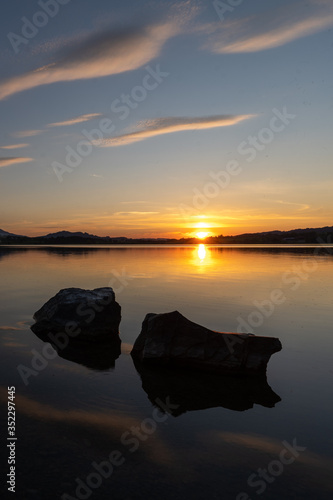 sunset over the lake