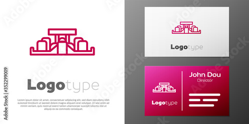 Logotype line Formula 1 racing car icon isolated on white background. Logo design template element. Vector