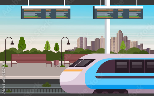 Railway train station concept. Vector flat graphic design cartoon illustration