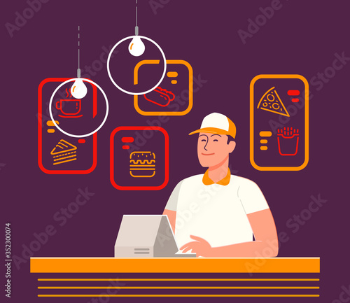 Restaurant menu, cafe. Food service cartoon vector illustration