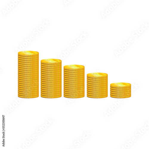 steps with coins, reach the top, victory, vector illustration
