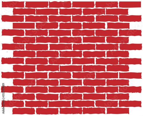 Cartoon red brick wall texture or background with stains for text. vector illustration