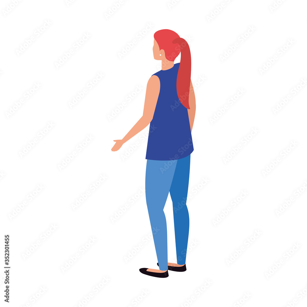 back view of young woman on white background vector illustration design back view of young woman on white background vector illustration design