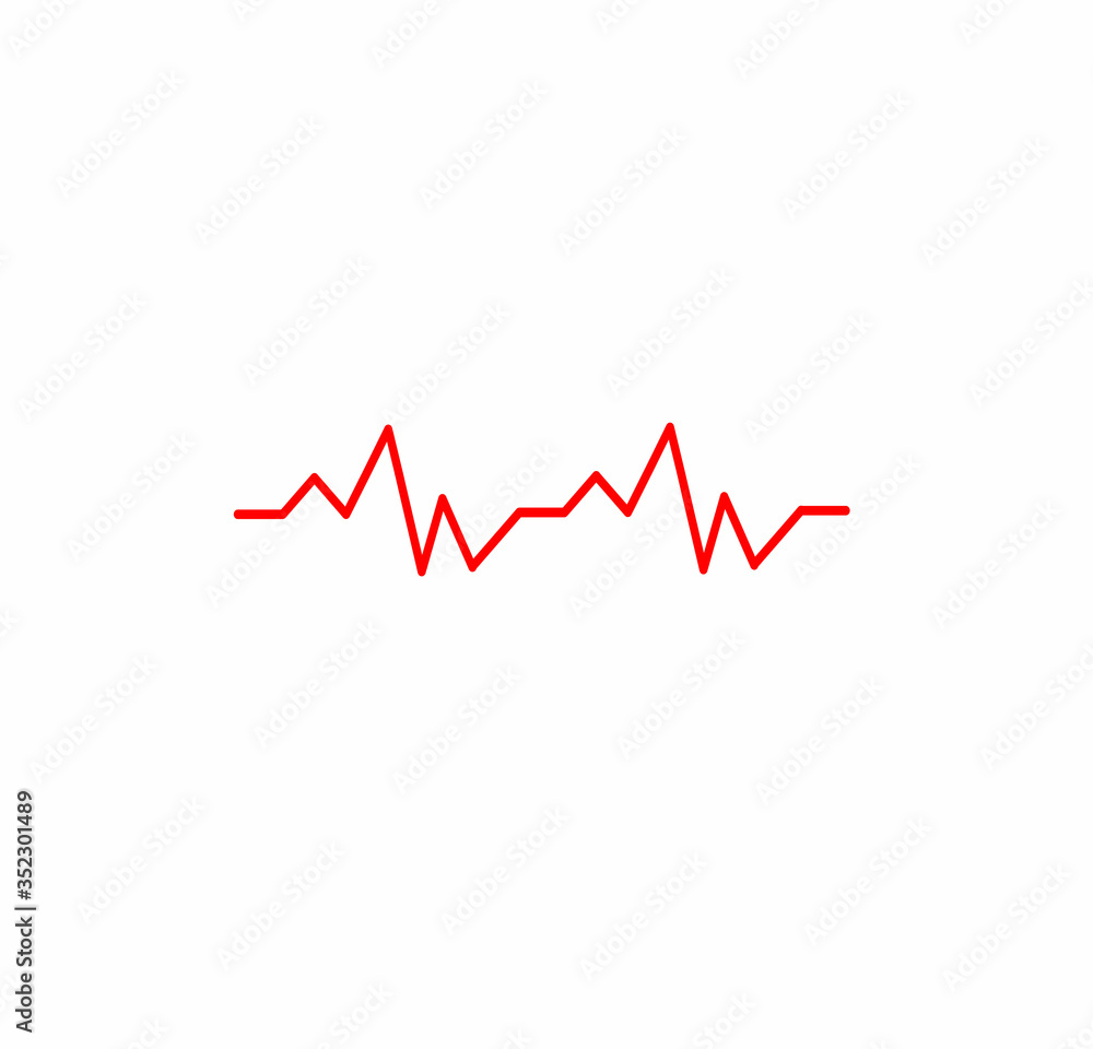 red ecg icon vector illustration, heartbeat sign