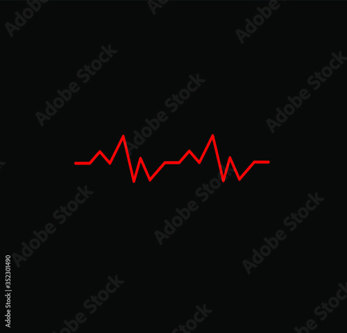cardiography diagram on black background, heartbeat icon