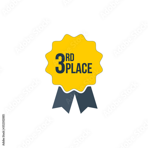 1st Place Blue Ribbon, winner achievement victory badge. trophy sign. Stock vector illustration isolated on white background.