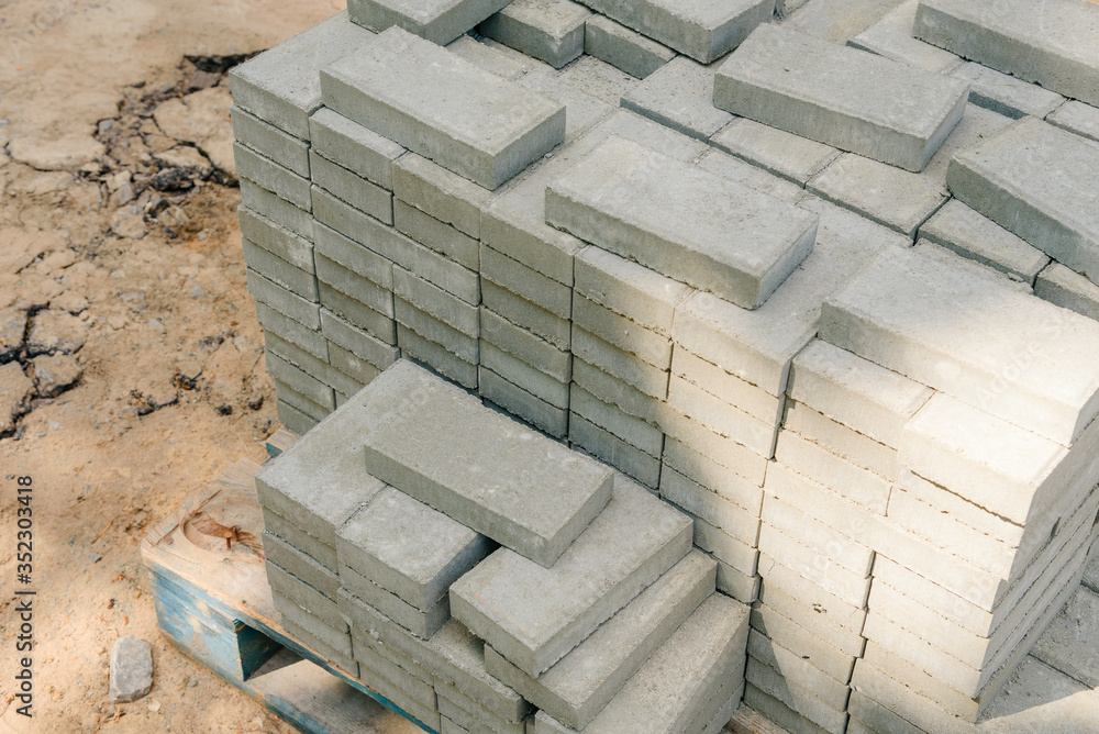 Obraz premium Paving tile stack on the street