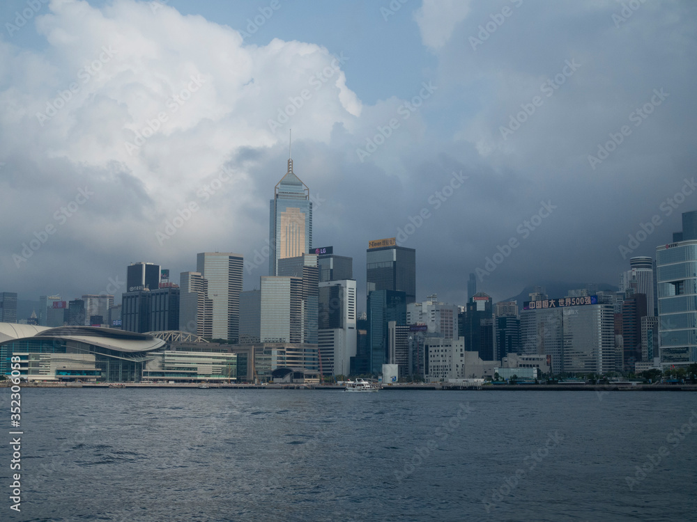 View from a ferry of the skyline of Hongkong Island View from a ferry of the skyline of Hongkong Island