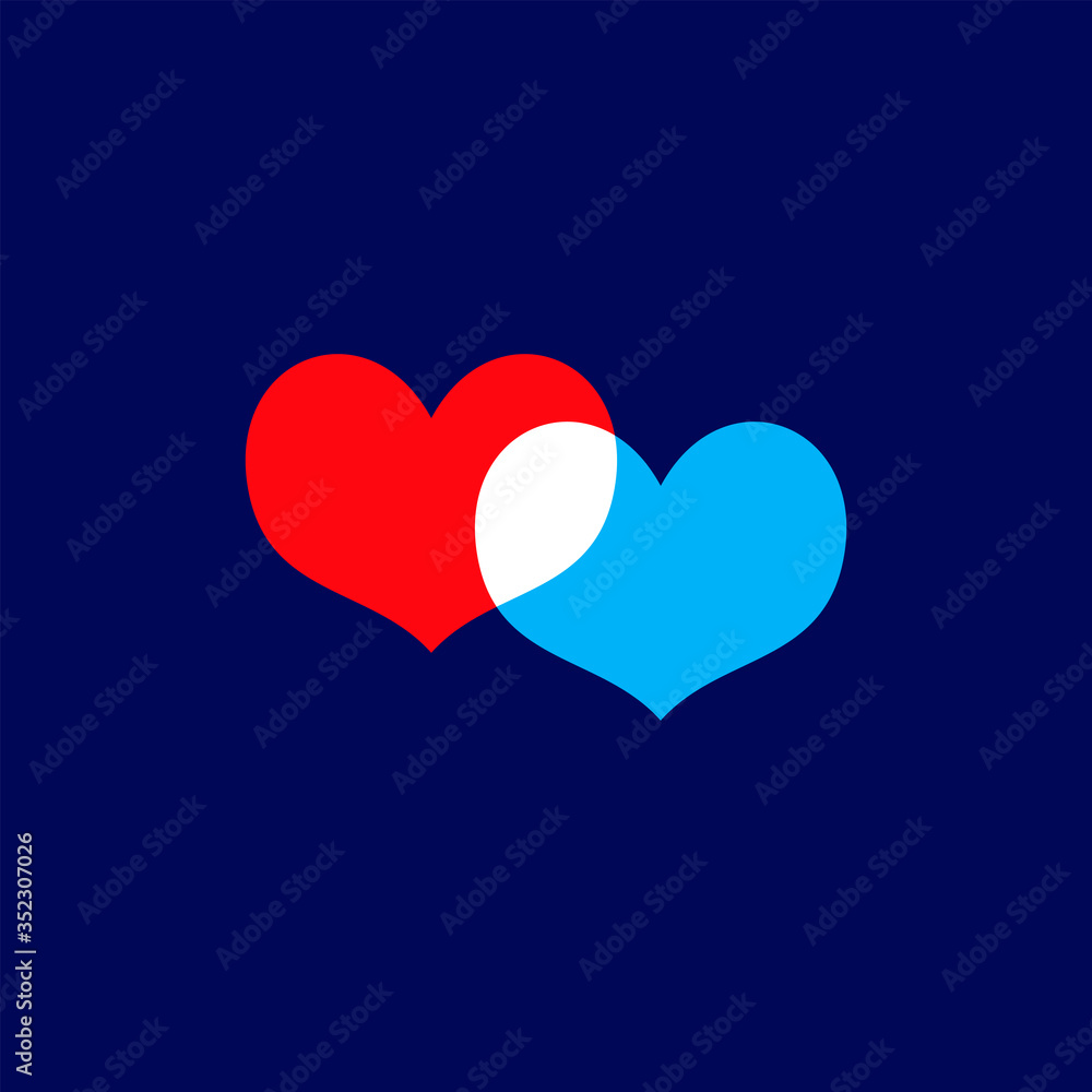 Hearts icon isolated on dark blue background