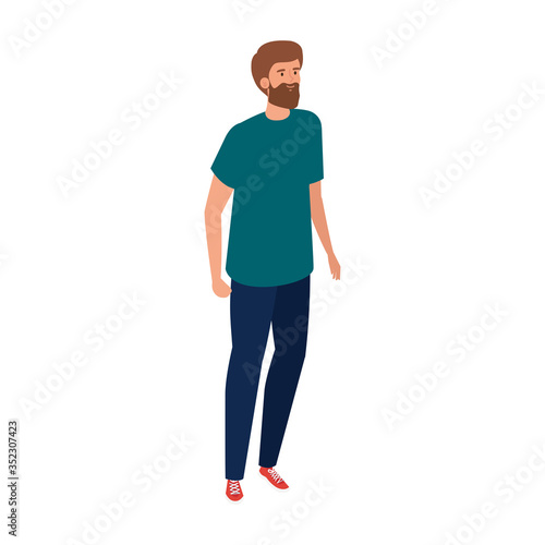 young man handsome with casual clothes isolated icon vector illustration design