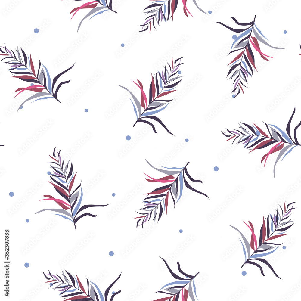 Abstract seamless pattern with tropical leaves. Vector template. Abstract seamless pattern with tropical leaves. Vector template.