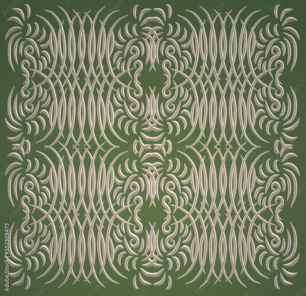3d seamless pattern with green leaves