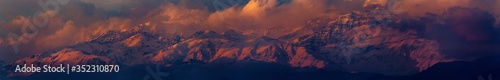 beautiful panoramic of the los andes mountains and clouds in the sky (Santiago, Chile) © Sebastian Aguayo