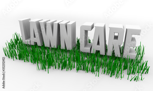 Foto Lawn Care Service Grass Words 3d Illustration
