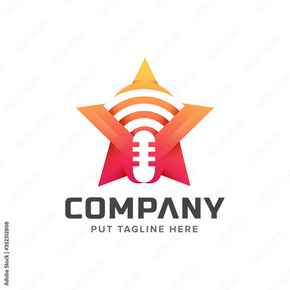 podcast radio microphone logo template for company podcast radio microphone logo template for company
