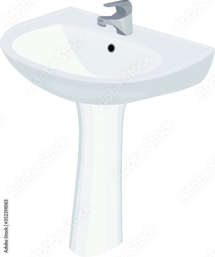 beautiful ceramic washbasin with faucet vector
