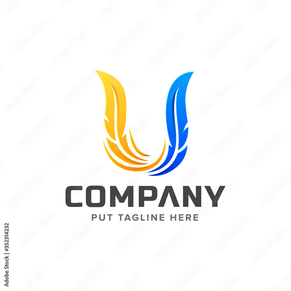 Creative feather law logo template for company