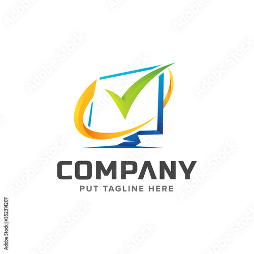 colorful technology computer logo template for company
