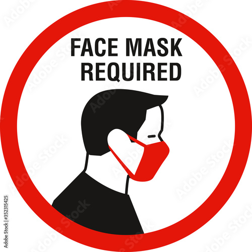 Face mask required sign. Protective measures against coronavirus disease COVID-19