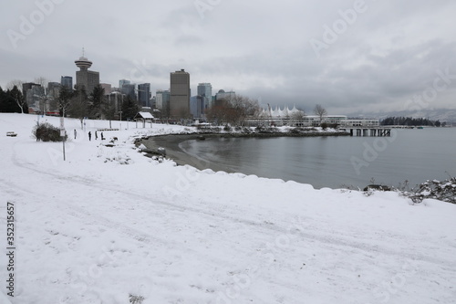 The city of Vancouver cover with snow