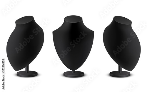 Jewelry bust black silhouette set, accessory shop stand display