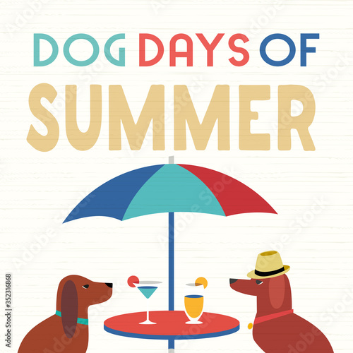 Dog days of summer comic cartoon vector poster