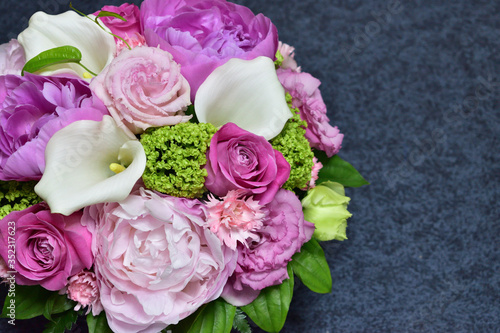 Image of Peony and rose flower arrangement