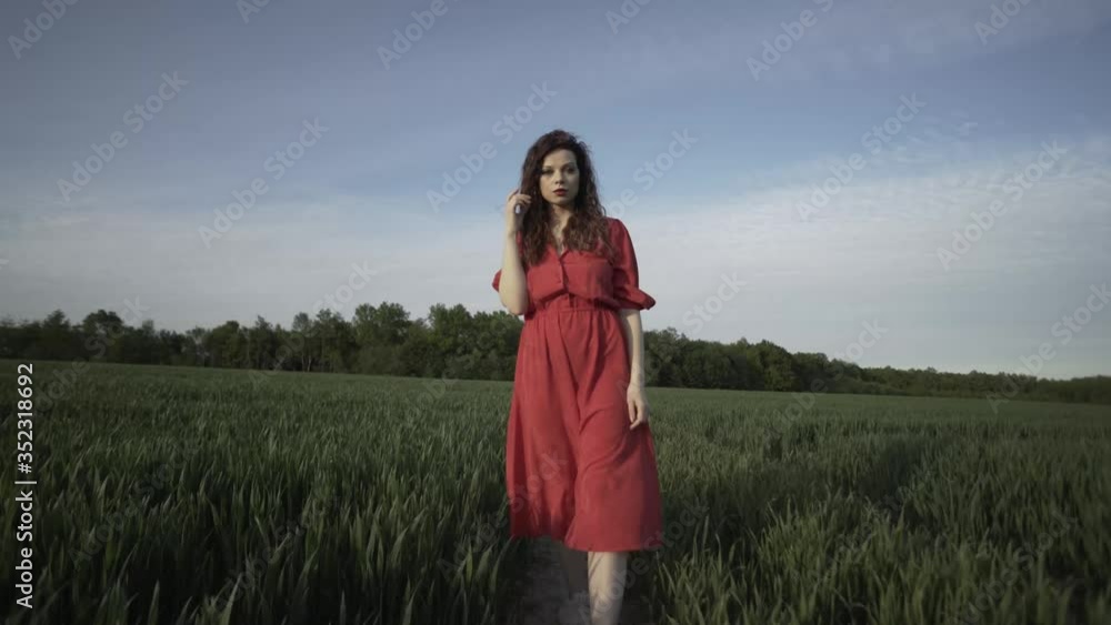 Lady in red dress in the grass 4K (S-LOG) Lady in red dress in the grass 4K (S-LOG)