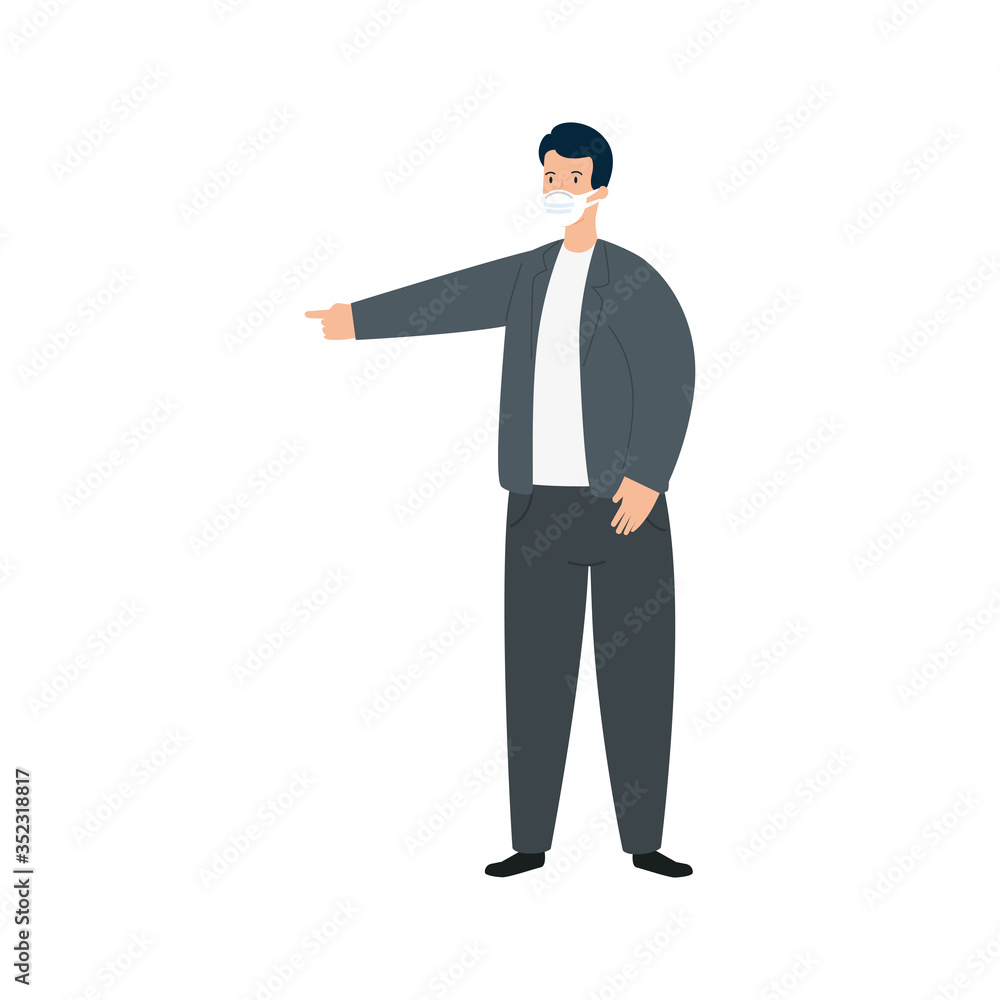 man using protective surgical mask for covid 19 prevention vector illustration design man using protective surgical mask for covid 19 prevention vector illustration design